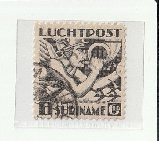 1945 Suriname luchtpost LP22 Mercurius, Postzegels en Munten, Postzegels | Suriname, Ophalen of Verzenden, Gestempeld
