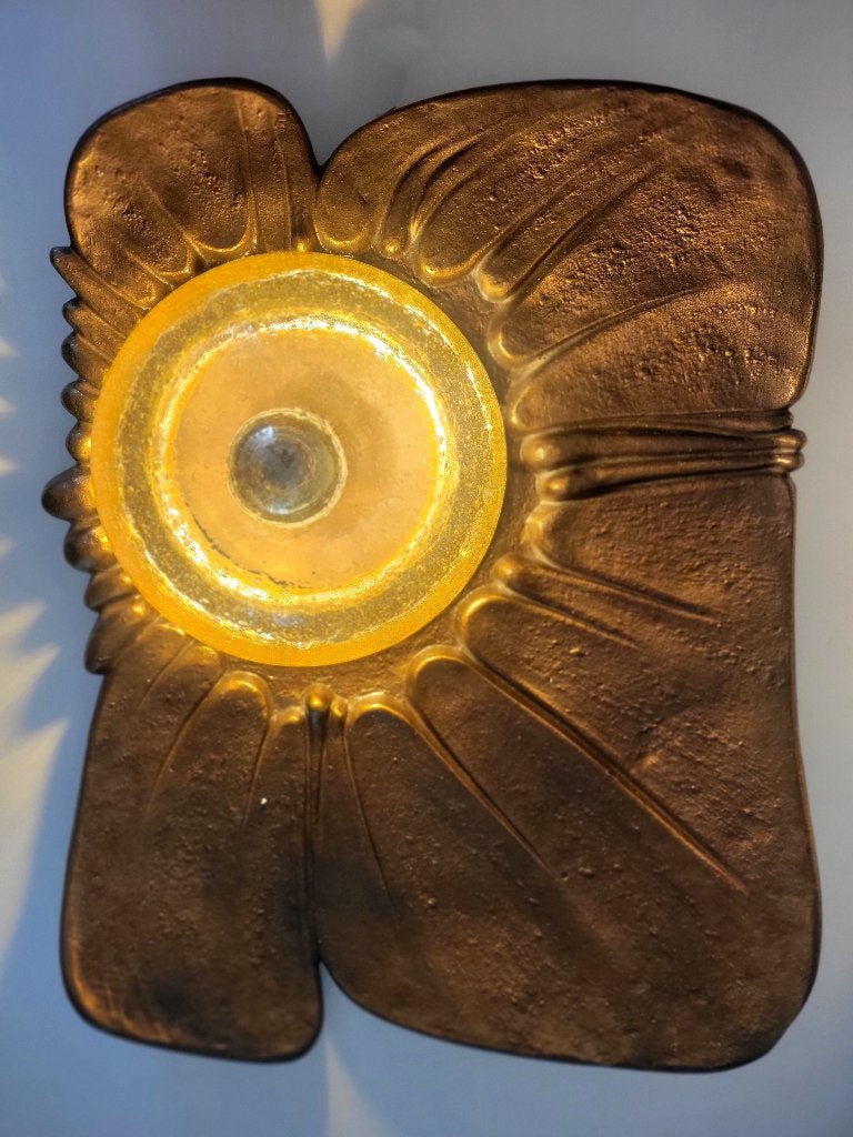 Zware sculpturale bronzen wand- of tafellamp, 1960, Huis en Inrichting, Gebruikt, Meerkleurig, Ophalen of Verzenden, Nvt