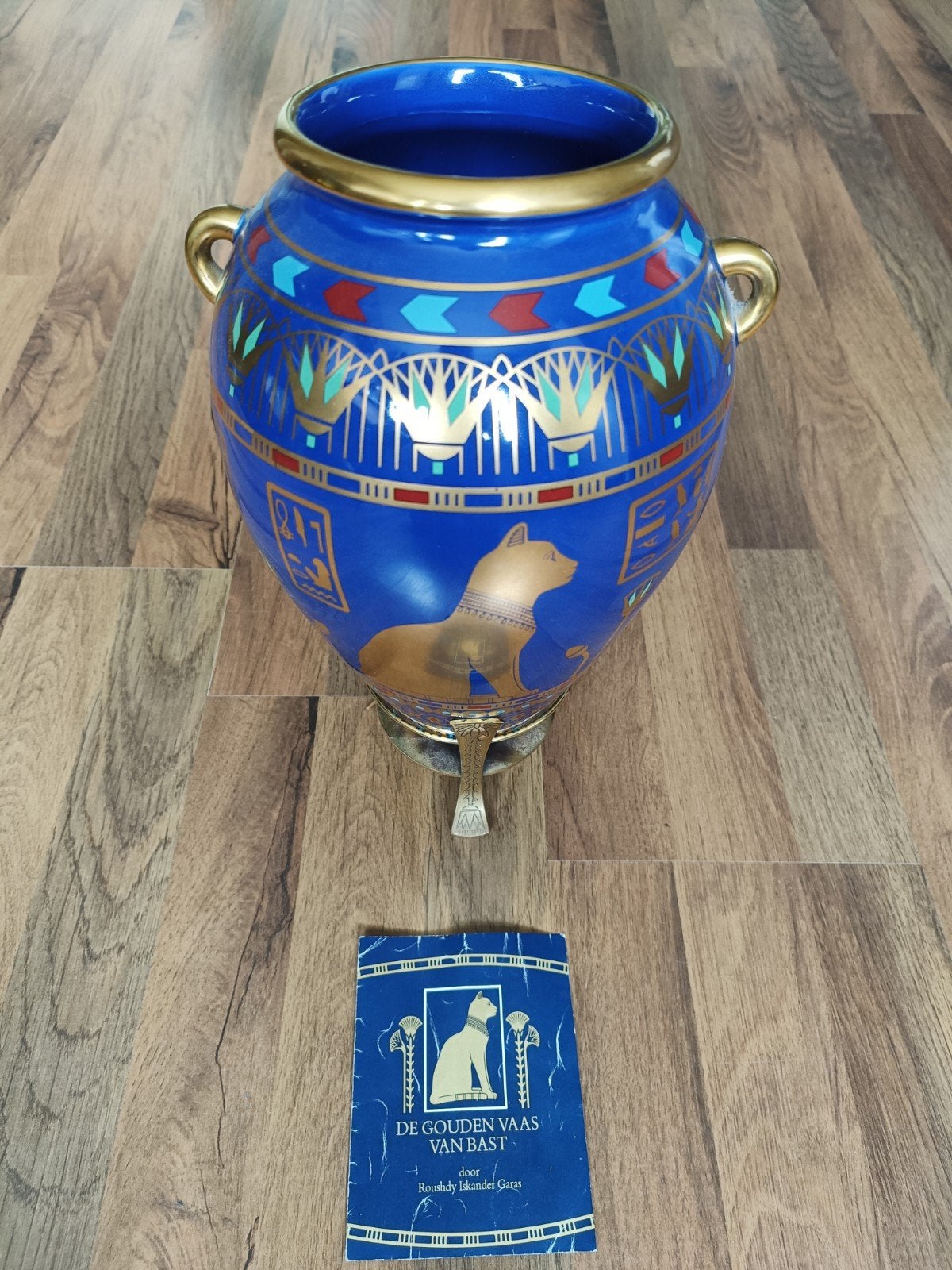 Franklin Mint Gouden Vaas van Bast - Egyptische Kat, Ophalen of Verzenden