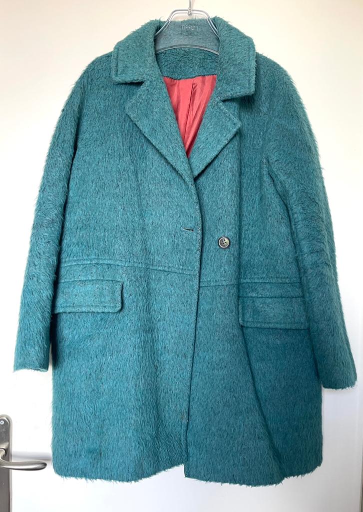 Turquoise winterjas, L, Ophalen of Verzenden, Gedragen, Maat 42/44 (L), Overige kleuren