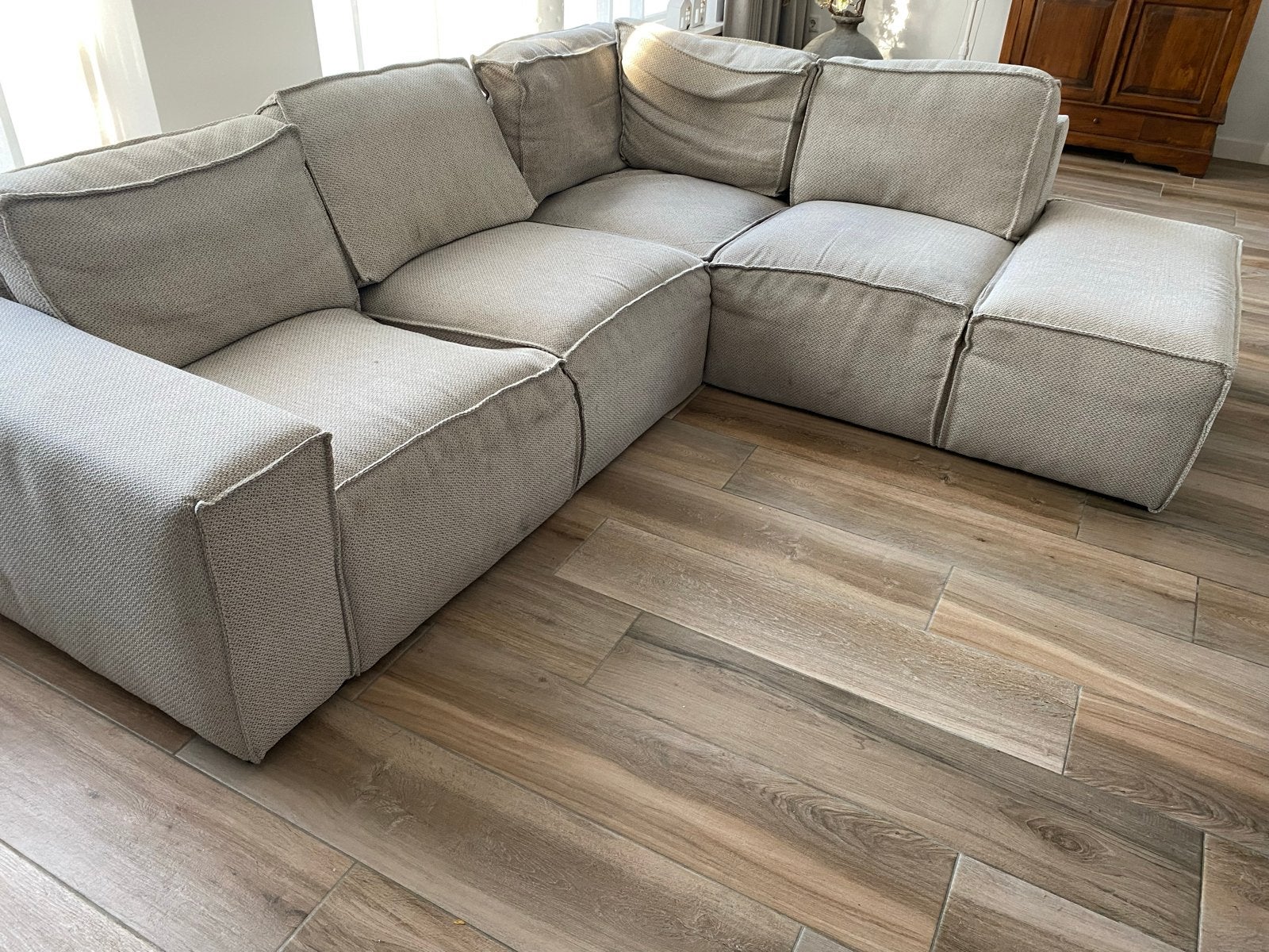 Stoffen hoekbank, Ophalen, Gebruikt, 100 tot 125 cm, Hoekbank