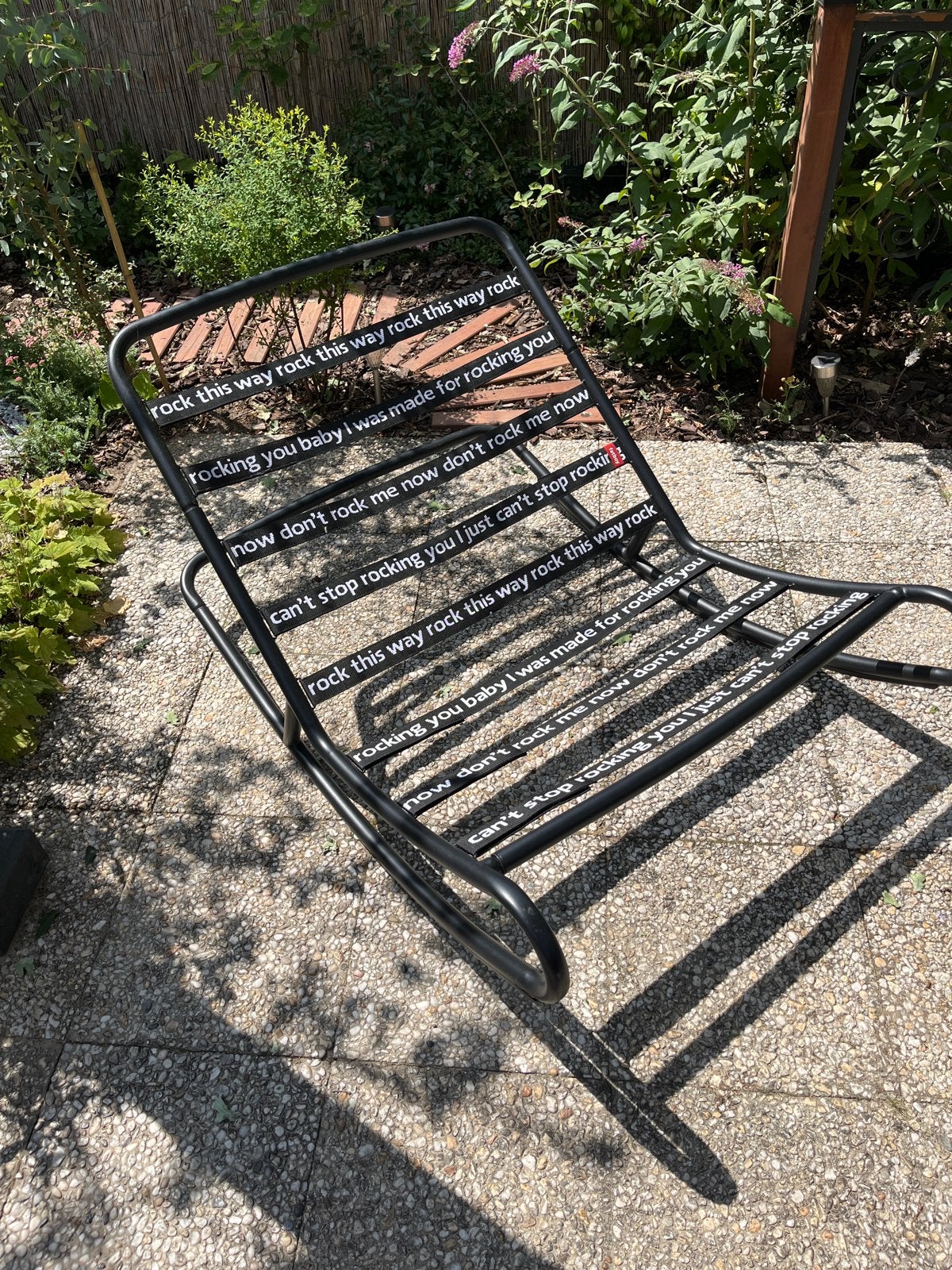 Fatboy Schommelstoel met extra gevuld kussen, Ophalen, Gebruikt, Zwart, Metaal