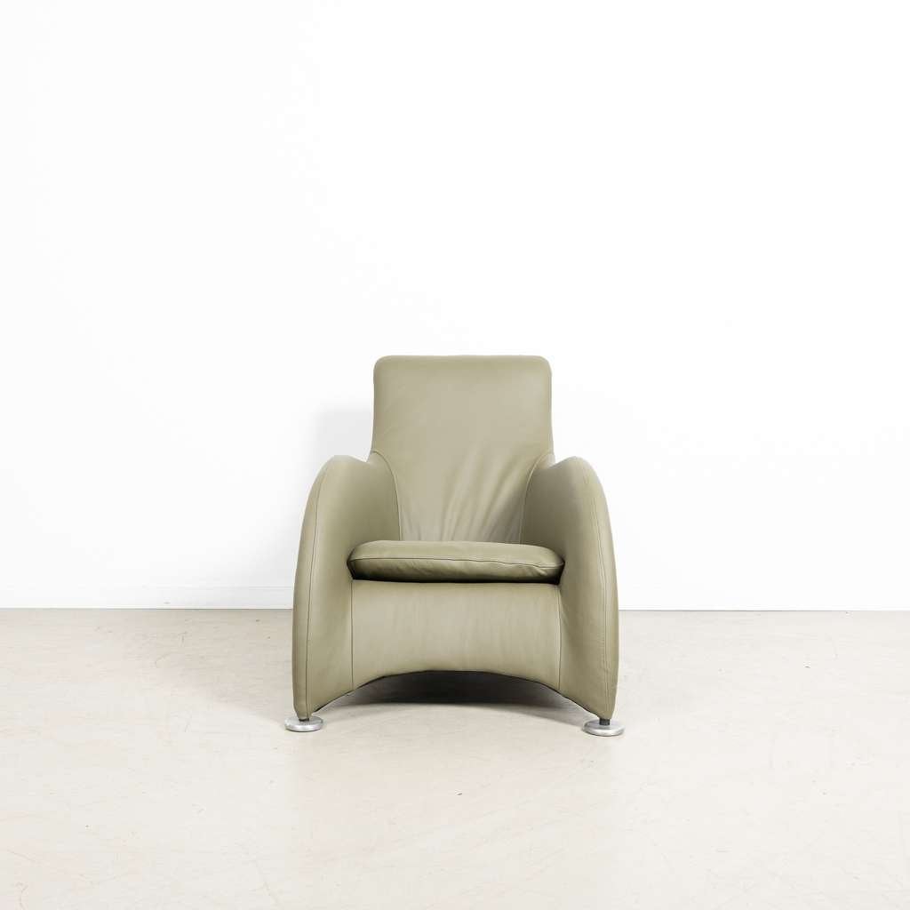 2x Montis Loge Fauteuil Groen Leer - Aluminium, Niet ingevuld, 100 tot 125 cm, Niet ingevuld, Zo goed als nieuw