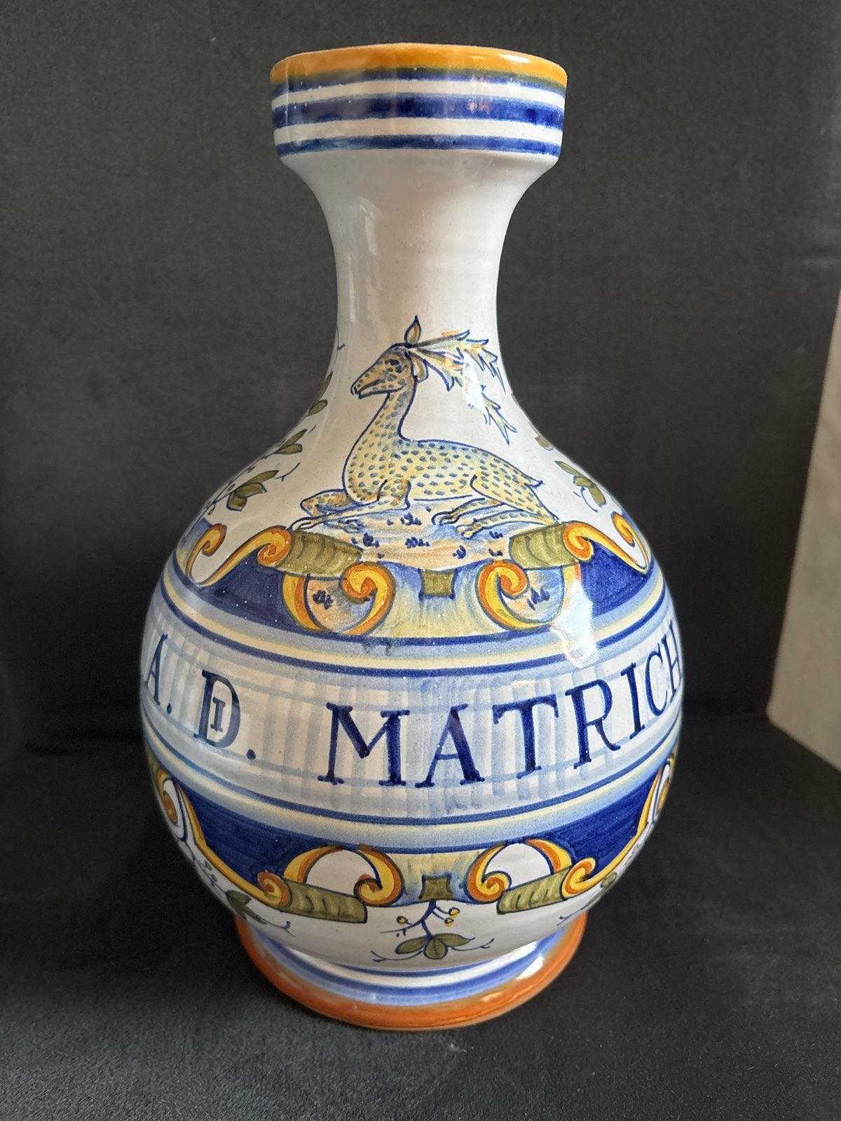 Antieke Italiaanse Majolica Apothekersfles - A.D. MATRICHA, Ophalen of Verzenden