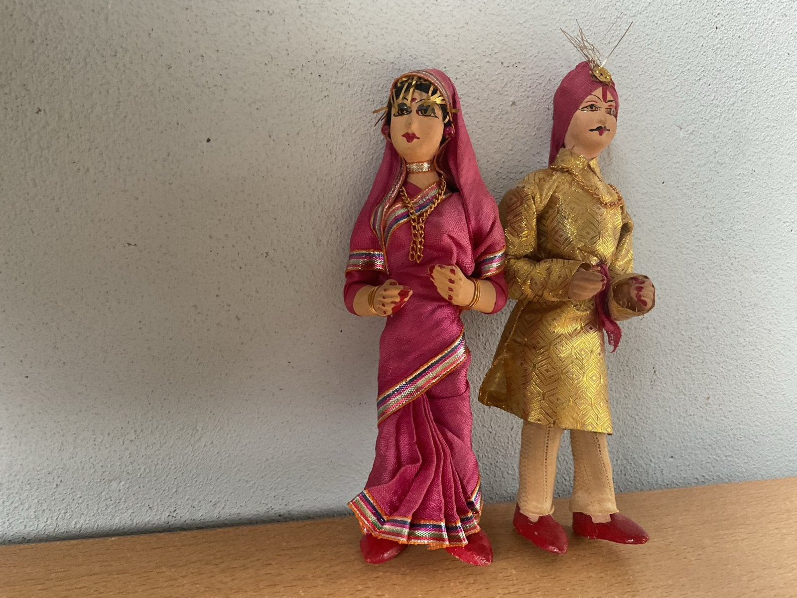Vintage Indiase poppen - Bruidspaar, Ophalen of Verzenden, Gebruikt, Pop