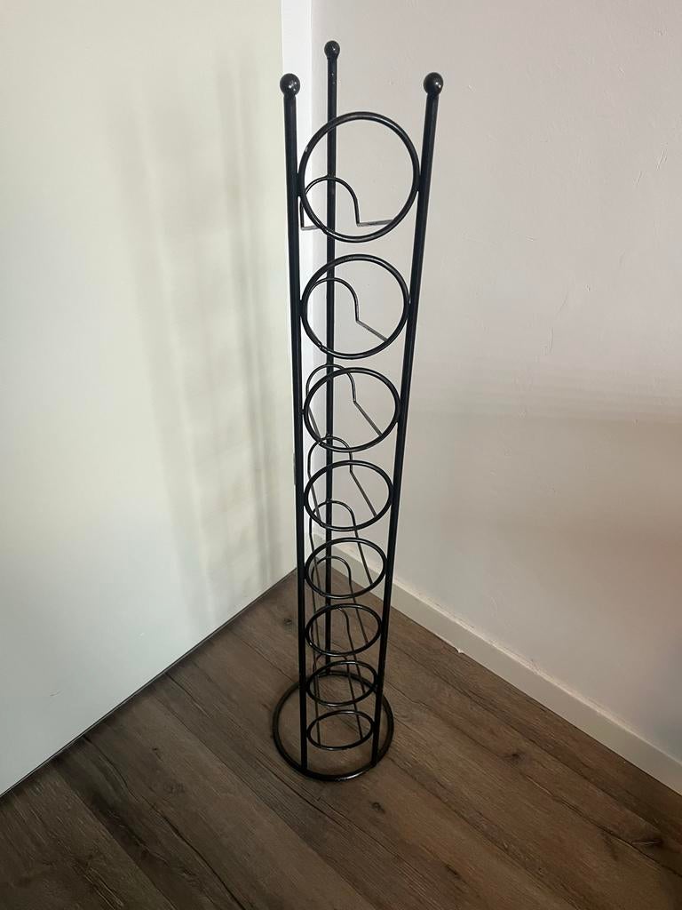 Zwart wijnrek, Huis en Inrichting, Woonaccessoires | Wijnrekken, Ophalen, Gebruikt, 5 tot 15 flessen, Metaal