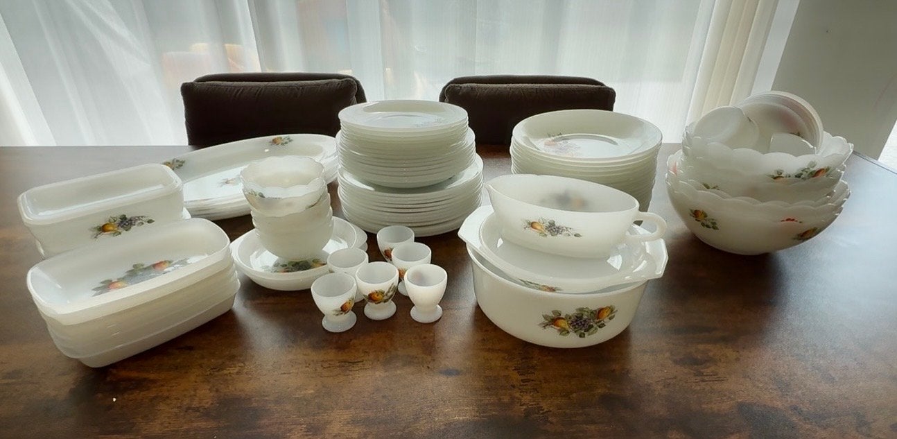 Vintage arcopal fruit de france Servies Set, Gebruikt, Keramiek, Vintage, Ophalen of Verzenden
