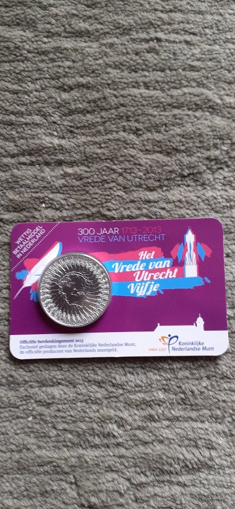 Het Vrede Van Utrecht Vijfje Beatrix FDC, Zilver, Overige landen, Ophalen of Verzenden, 5 euro