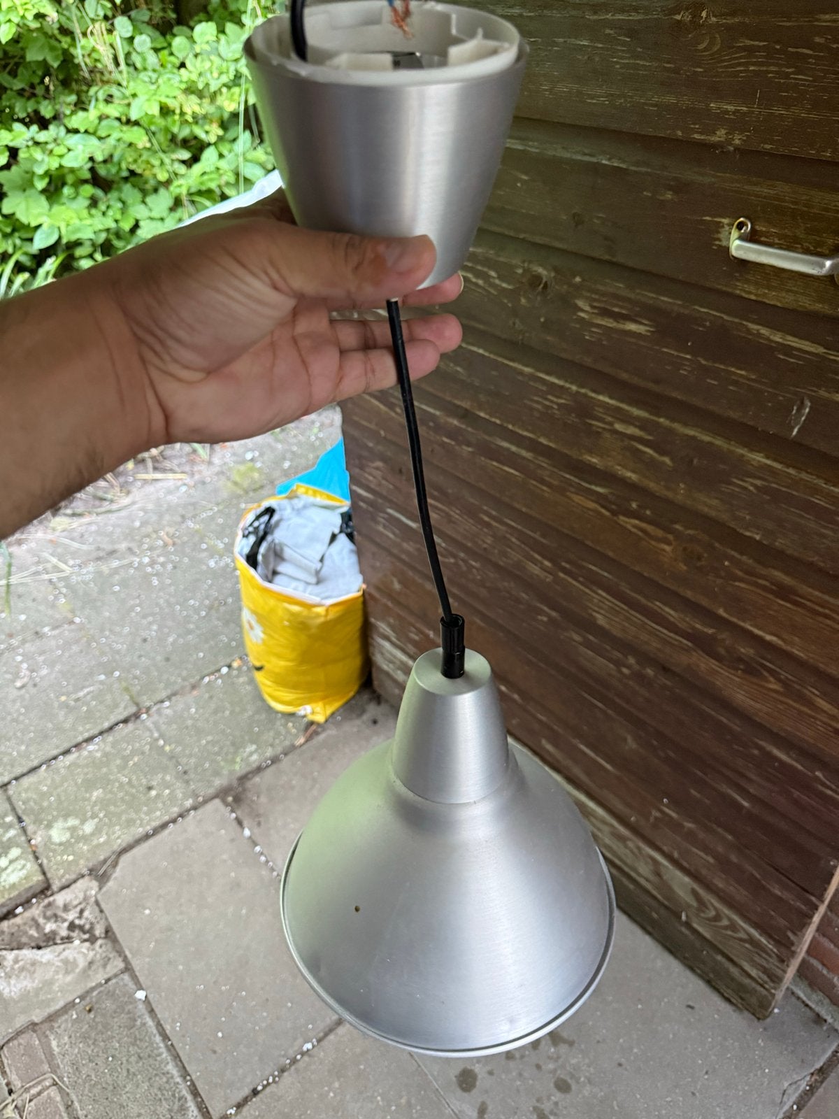 Metalen hanglamp - Grijs/Zilver, Ophalen, Gebruikt, Metaal, E27 (groot)