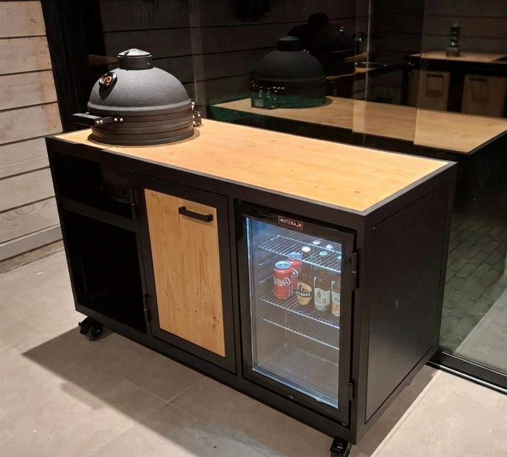 Complete buitenkeuken met kamado / bbq én koelkast, Ophalen, Nieuw, Houtskool