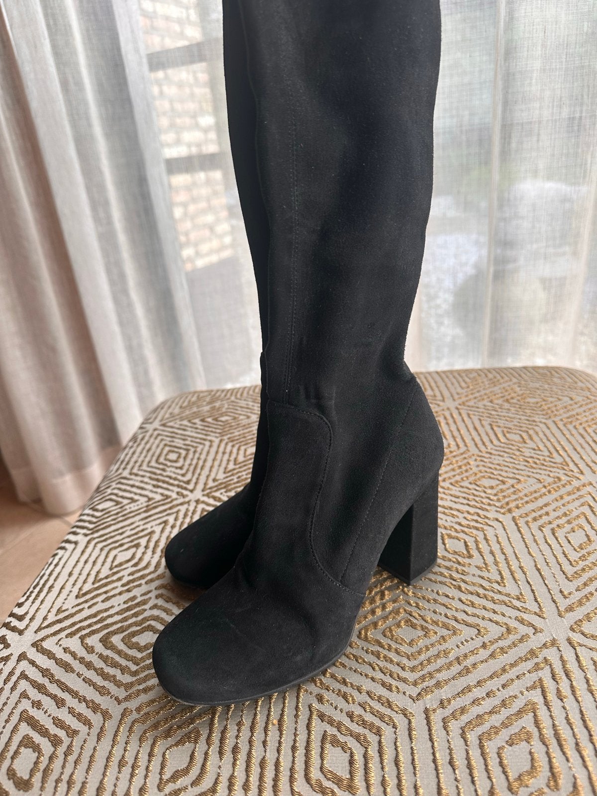 Prada stretch suède laarzen - Maat 36, Kleding | Dames, Hoge laarzen, Verzenden, Zwart, Gedragen