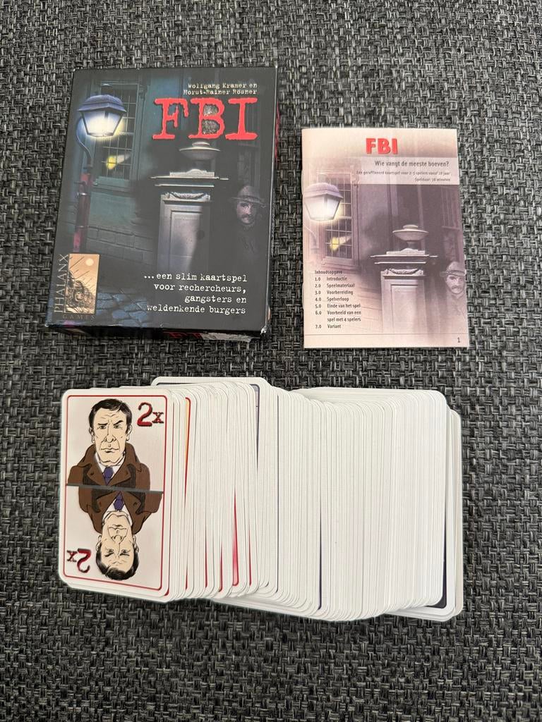FBI Kaartspel - Phalanx games - compleet, Hobby en Vrije tijd, Gezelschapsspellen | Kaartspellen, Gebruikt, Een of twee spelers
