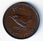 farthing  1941   Engeland. km. 843, Ophalen of Verzenden, Overige landen, Losse munt