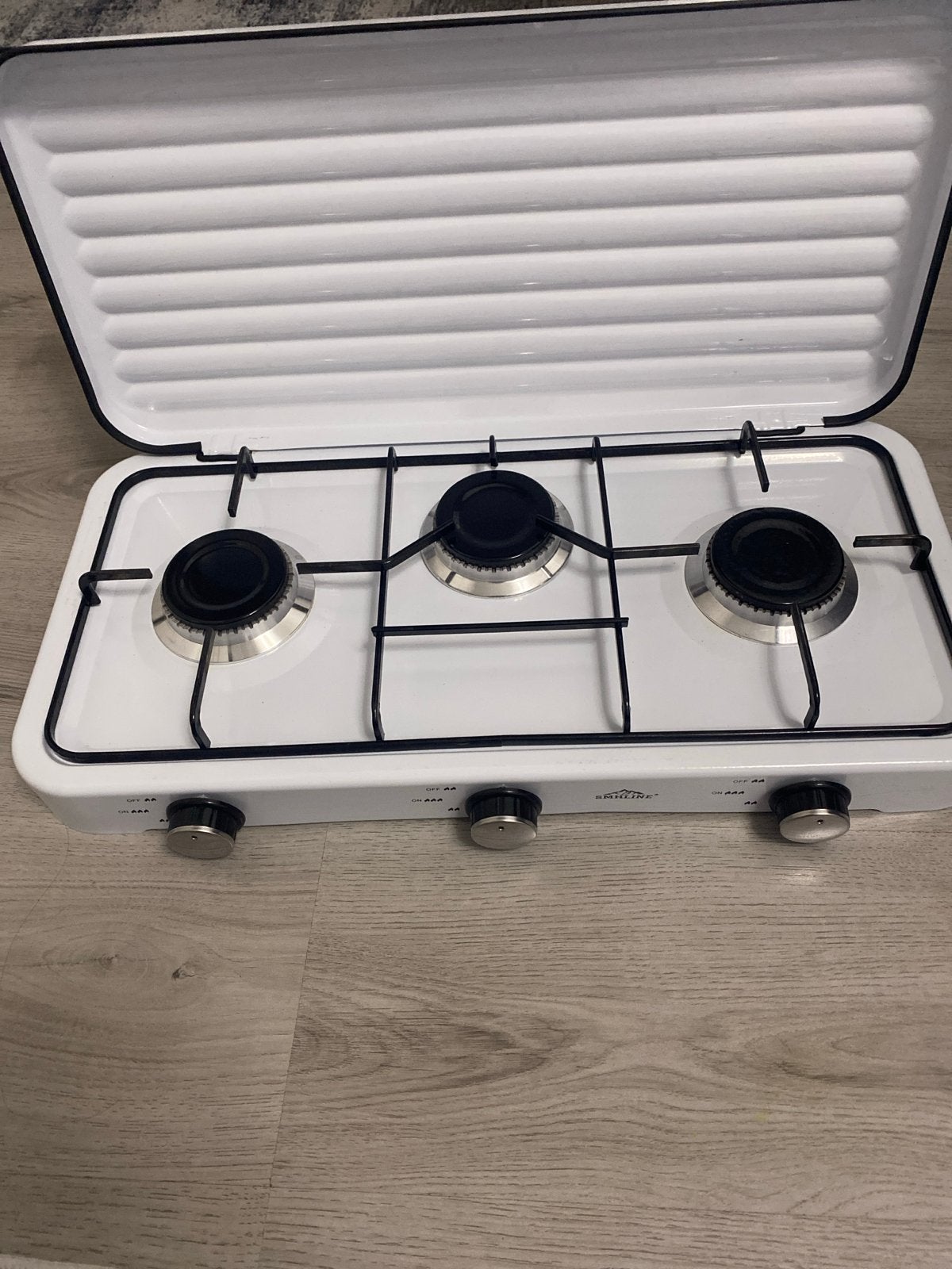 Draagbaar 3-pits gasfornuis voor camping/buiten, Caravans en Kamperen, Kampeeraccessoires, Ophalen of Verzenden, Zo goed als nieuw