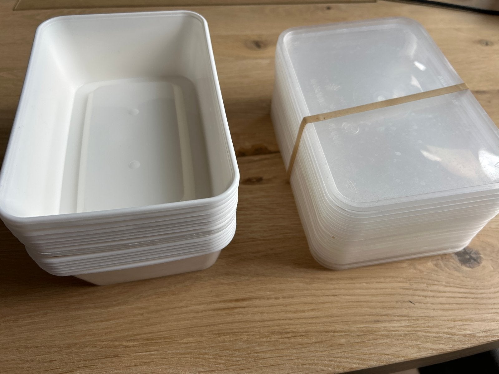 Witte plastic bewaarbakjes met deksel / magnetronbakjes, Ophalen, Overige typen, Kunststof, Zo goed als nieuw