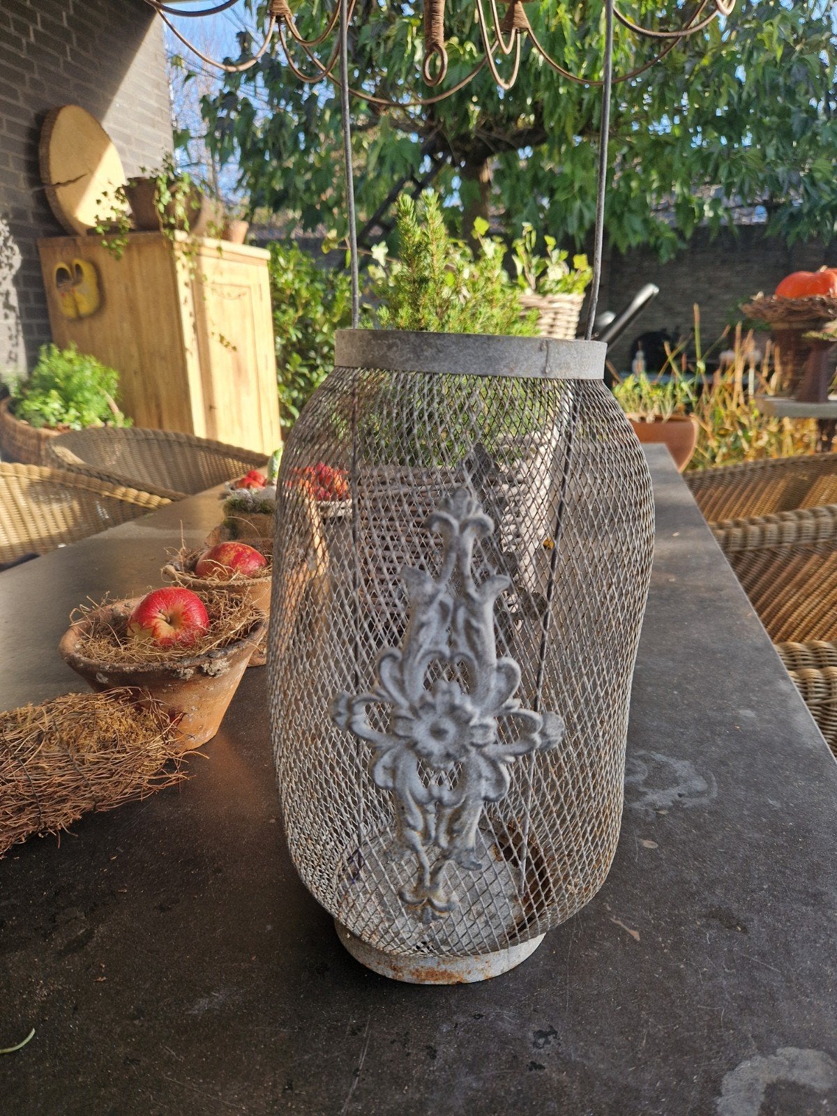 Brocante Franse lantaarn / windlicht - zeer decoratief, Ophalen