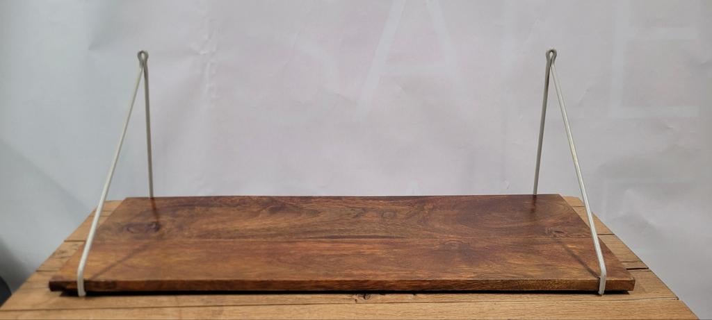 3 Houten wandplanken met metalen beugels, Ophalen, Gebruikt