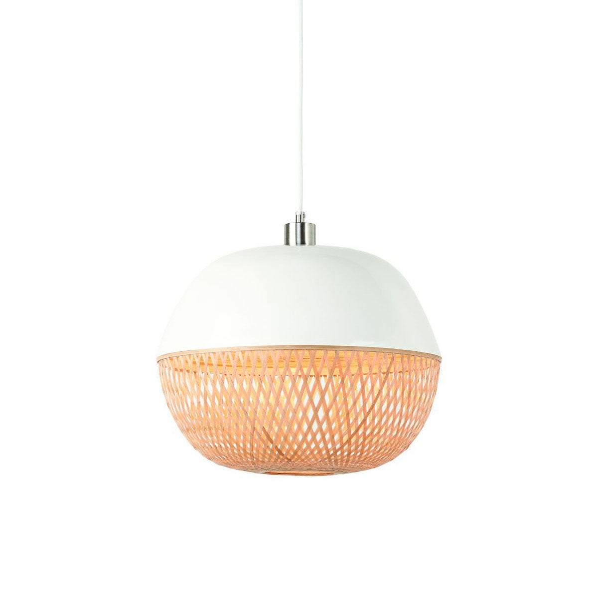 GOOD&MOJO Mekong hanglamp – wit/bamboe, Ophalen, Zo goed als nieuw, Metaal, E27 (groot)