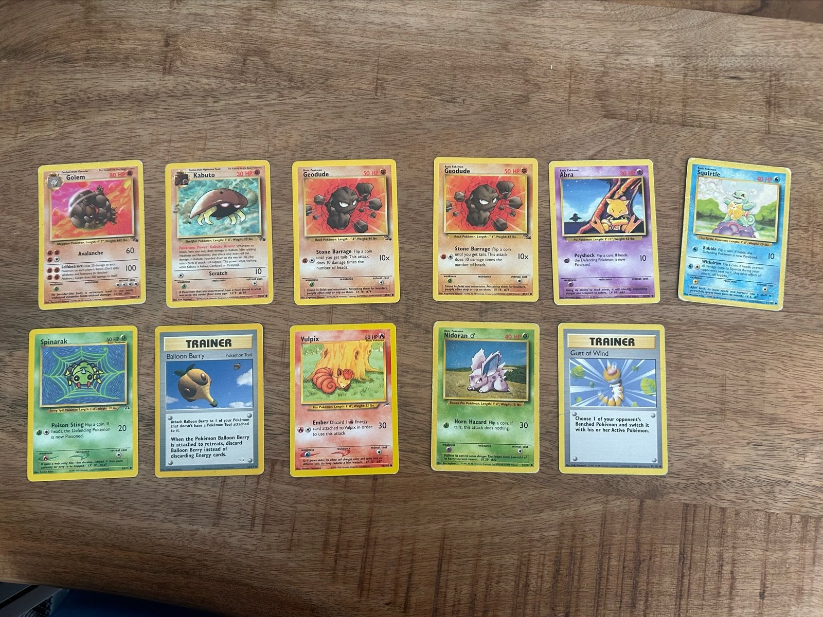 Diverse vintage Pokémon kaarten - Golem, Kabuto, Geodude, Ab, Ophalen of Verzenden, Gebruikt, Meerdere kaarten