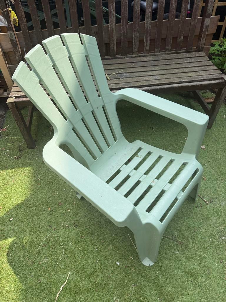 Drie kunststof tuinstoelen Groen/Wit (2x Maryland), Ophalen, Zo goed als nieuw, Kunststof