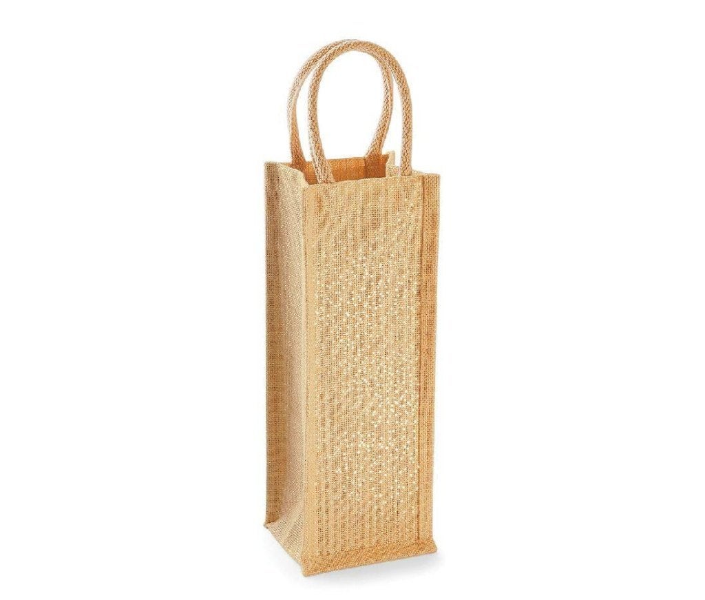 Jute flessentas met gouden glansdraad - 1.5L (20 pack), Overige materialen, Nieuw, Ophalen of Verzenden, Minder dan 5 flessen