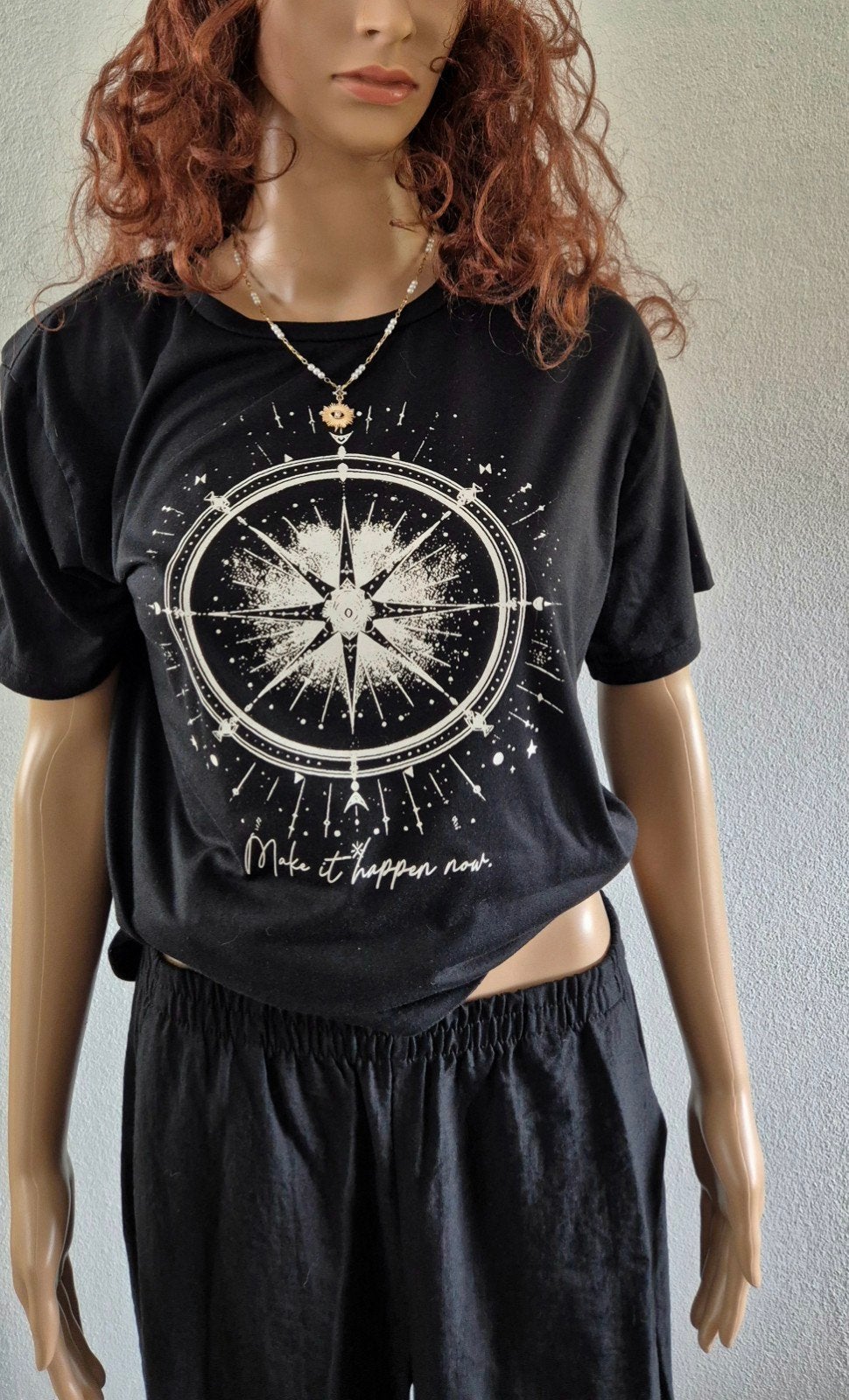 Leuk shirt met boho print M/L, Verzenden, Zo goed als nieuw, Korte mouw
