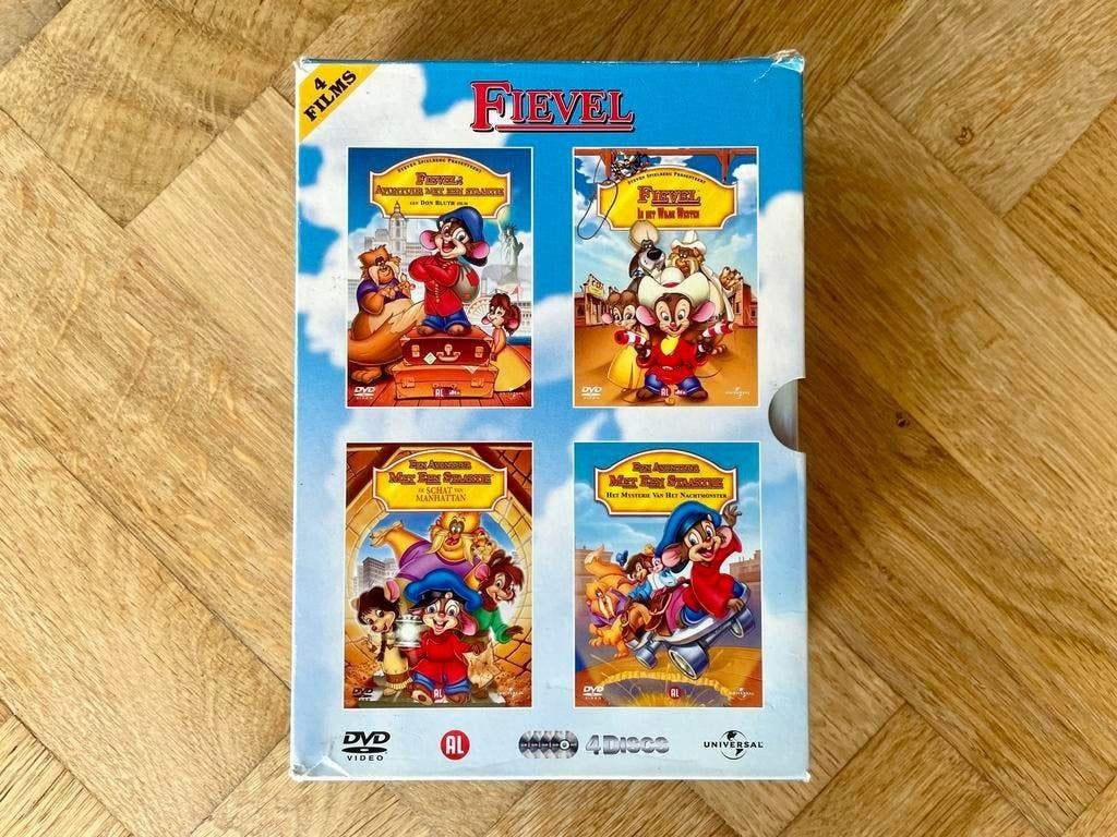 Fievel - 4 DVD boxset met vier films (nette staat, met NL), Tekenfilm, Zo goed als nieuw, Alle leeftijden, Amerikaans