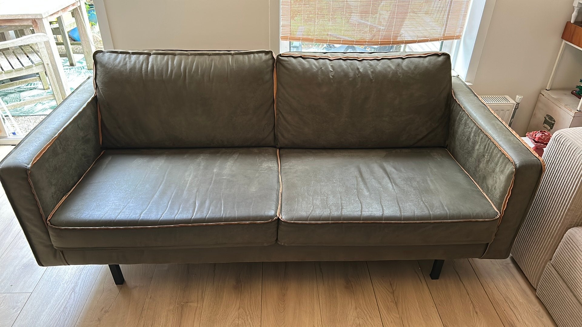Bank Sissy Boy groen leer, Ophalen, Gebruikt, 150 tot 200 cm, Tweepersoons