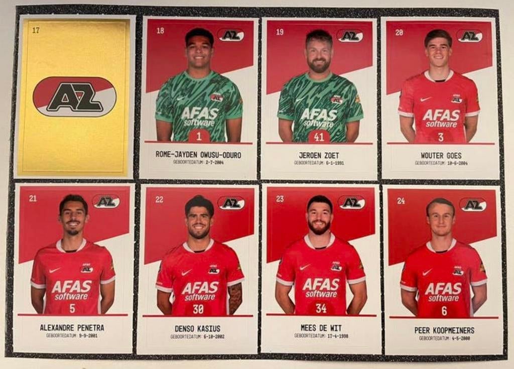 Plus Voetbalplaatjes Stickers    AZ    COMPLEET, Verzenden, Zo goed als nieuw, Meerdere stickers