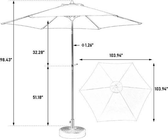 Parasol – Tuinparasol – Balkonparasol – Stokparasol, Corvance B.V., Verzenden, Nieuw, Corvancebol@gmail.com