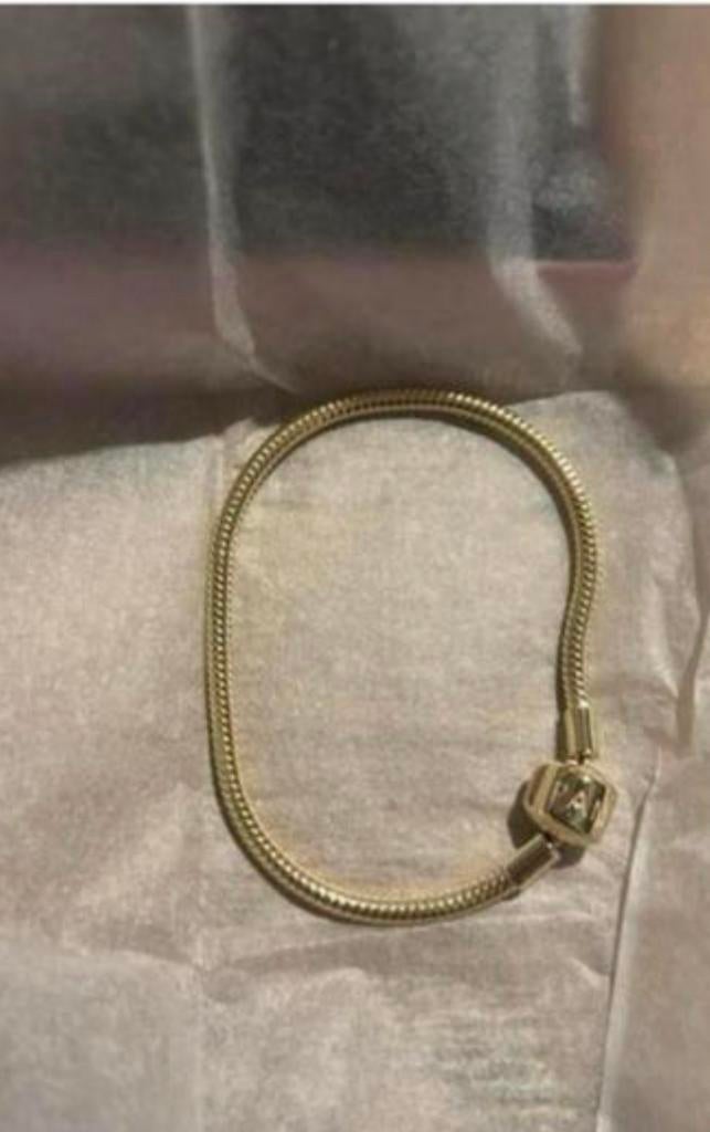 Pandora Moments Snake-armband met Cilindersluiting maat 17, Ophalen of Verzenden, Nieuw, Goud
