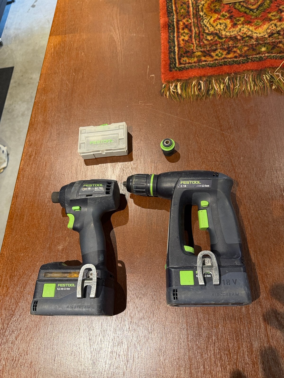 Festool Boormachine Set: TID 18 en C18 met accessoires, Verzenden, Gebruikt, Boor- en Schroefmachine