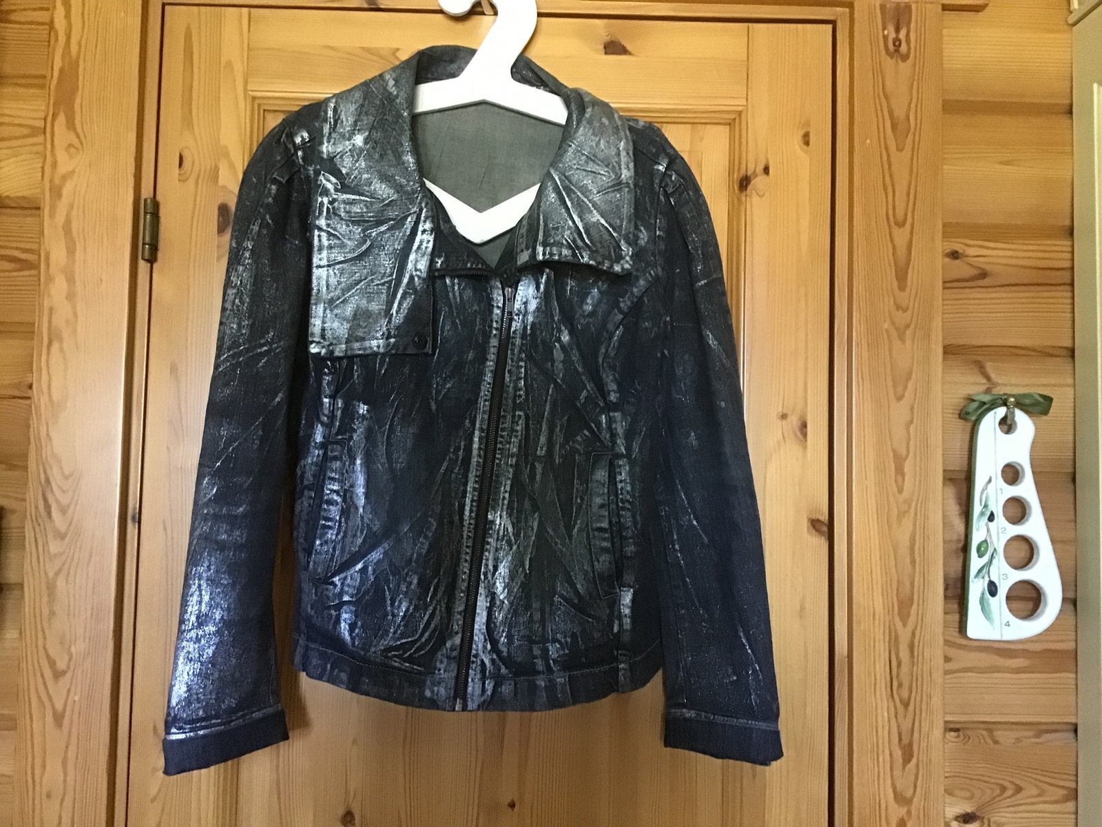 Jas spijkerjas metallic geverfd XL 42 Denim Atelier, Kleding | Dames, Ophalen of Verzenden, Zo goed als nieuw, Maat 42/44 (L)