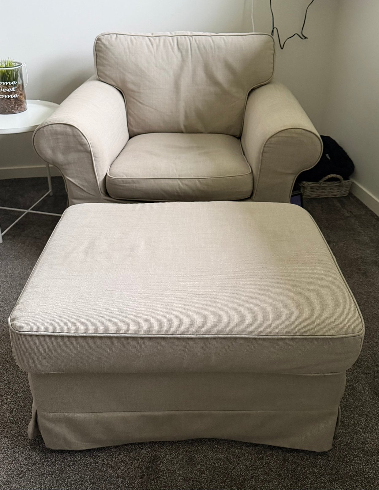 IKEA EKTORP fauteuil met voetenbank (nog 1 set bsb), Ophalen, Gebruikt, 75 tot 100 cm, 100 tot 125 cm