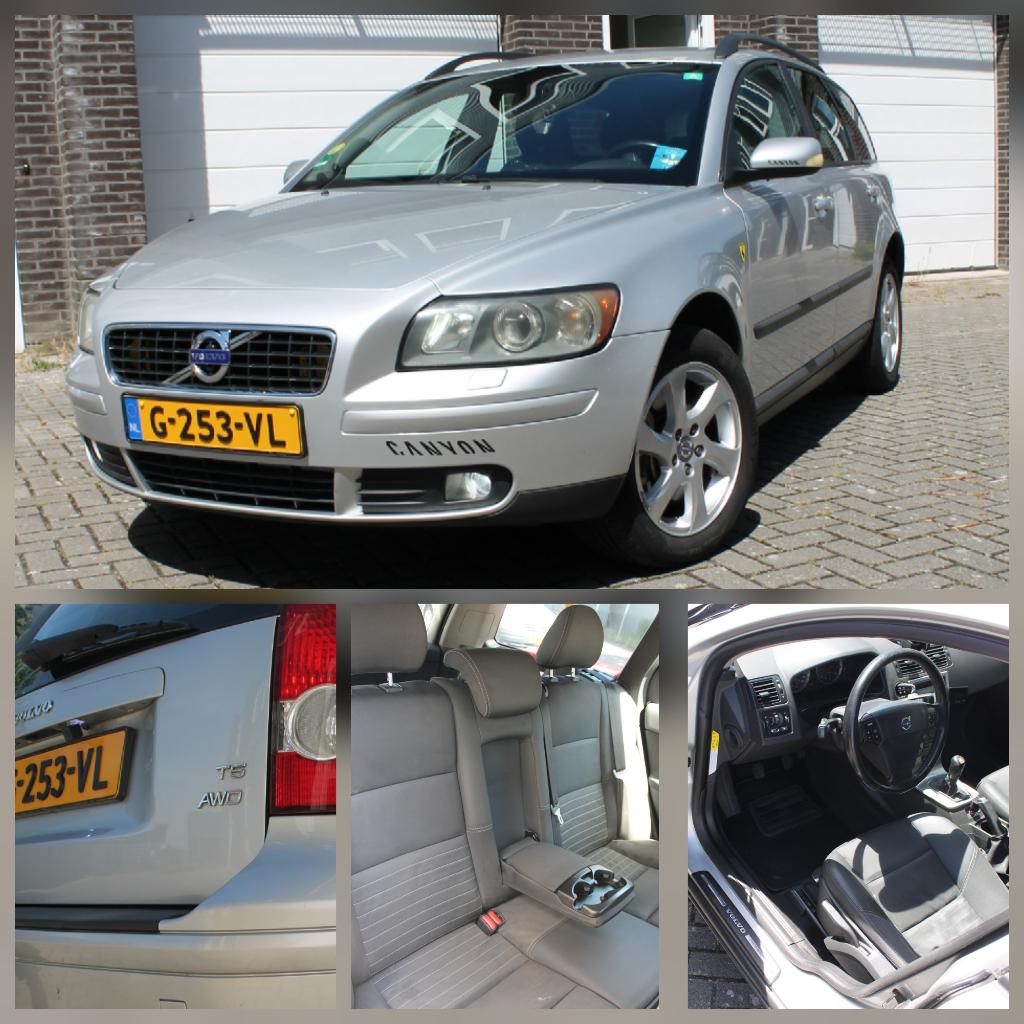Volvo V50 2.5 T5 AWD 2005 Grijs, Auto's, Volvo, Euro 5, Zwart, 700 kg, Leder en Stof