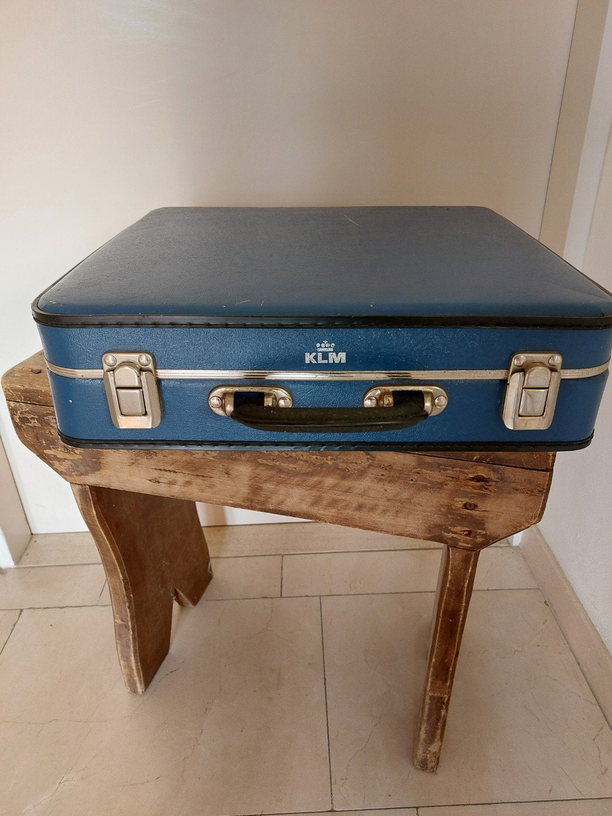 Vintage KLM koffertje - Blauw - 39x35x10 cm, 30 cm of meer, Gebruikt, Blauw, Minder dan 40 cm