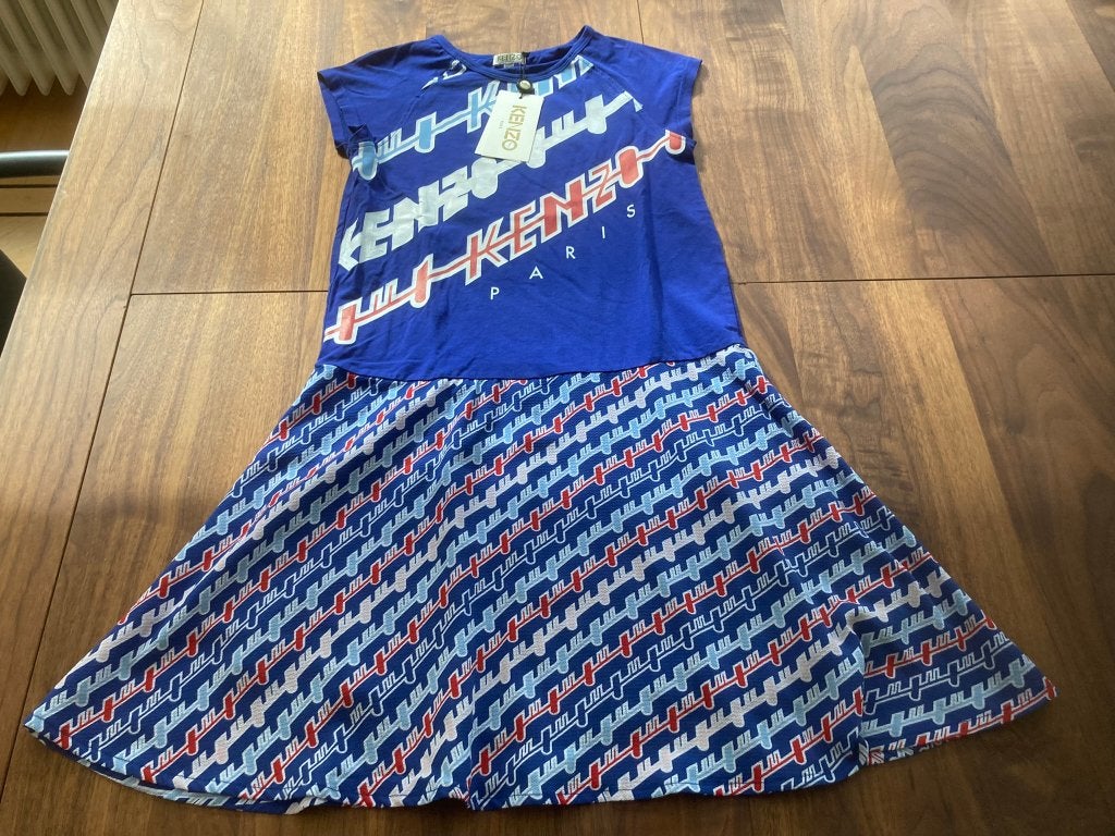 Kenzo royal blue jurk tuniek schuine strepen maat 152 11-12!, Kenzo, Meisje, Ophalen of Verzenden, Zo goed als nieuw