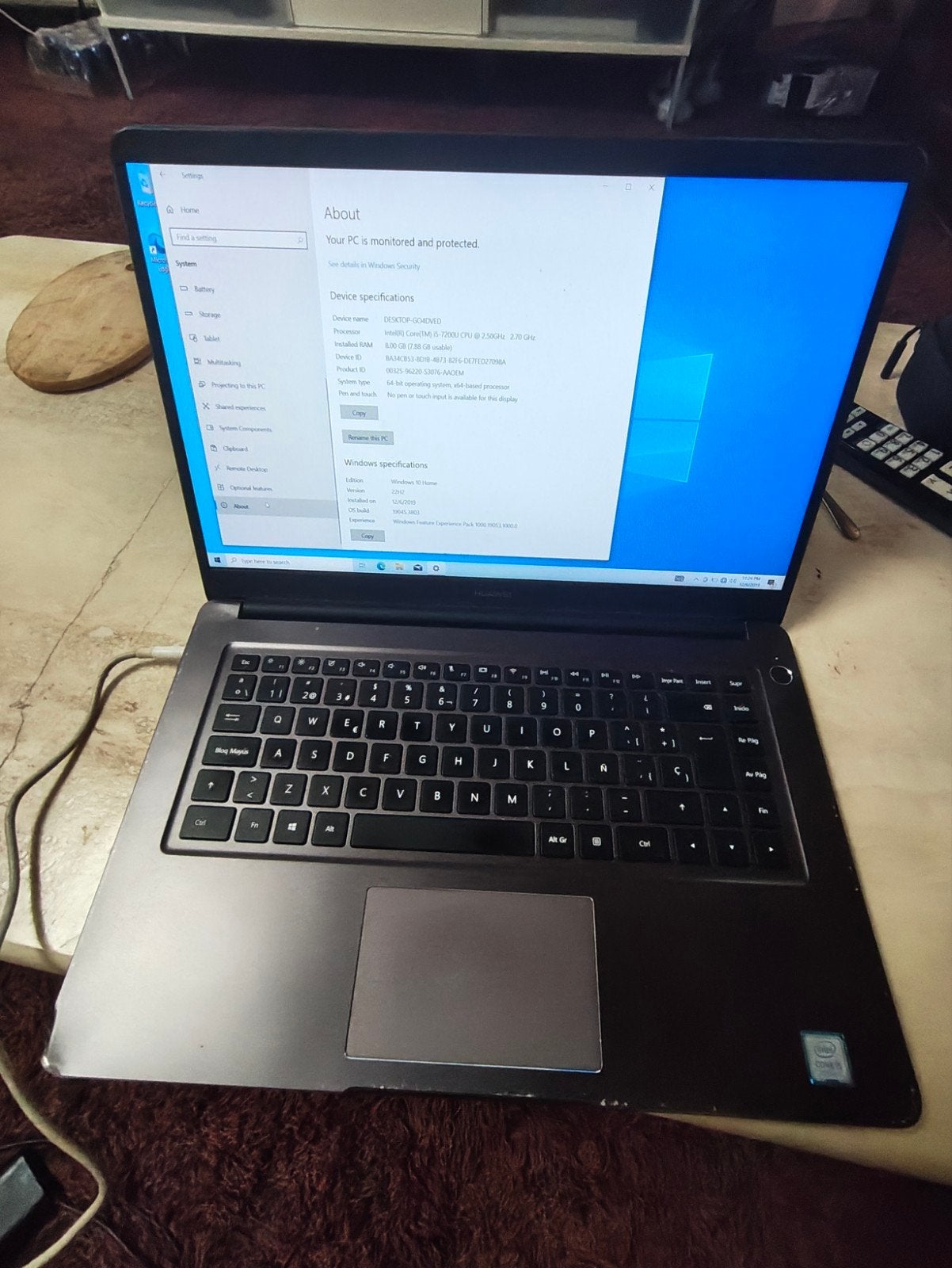Huawei Matebook D - Intel i5-7200U, 8GB RAM, Windows 10, Computers en Software, Gebruikt, 2 tot 3 Ghz, 8 GB, Intel Core i5-7200U