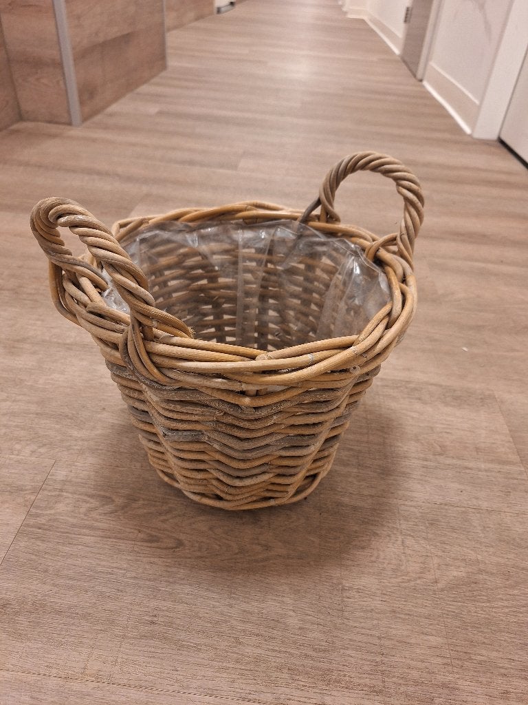 Gevlochten manden voor planten, Tuin en Terras, Bloempotten, Overige materialen, Gebruikt, Rond, Minder dan 40 cm