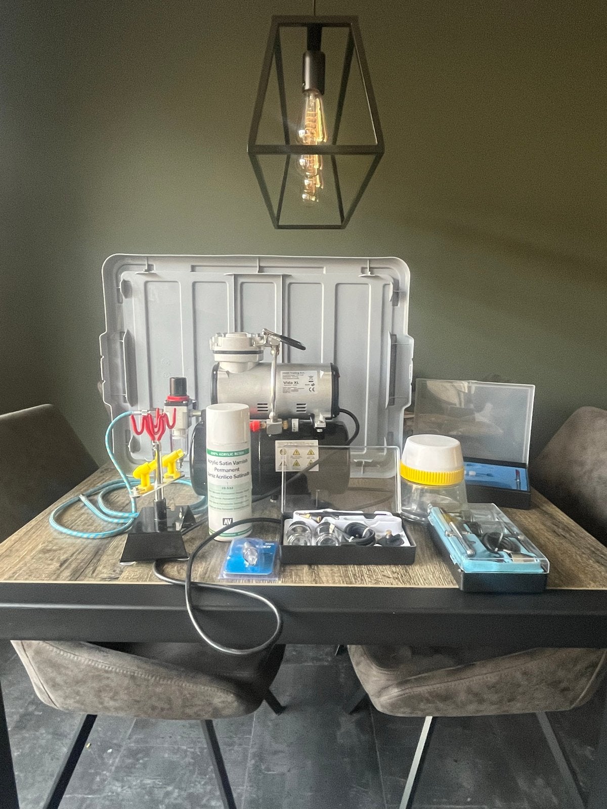 Complete Airbrush Set met Compressor en Accessoires, Doe-het-zelf en Verbouw, Compressors, Ophalen of Verzenden, Zo goed als nieuw