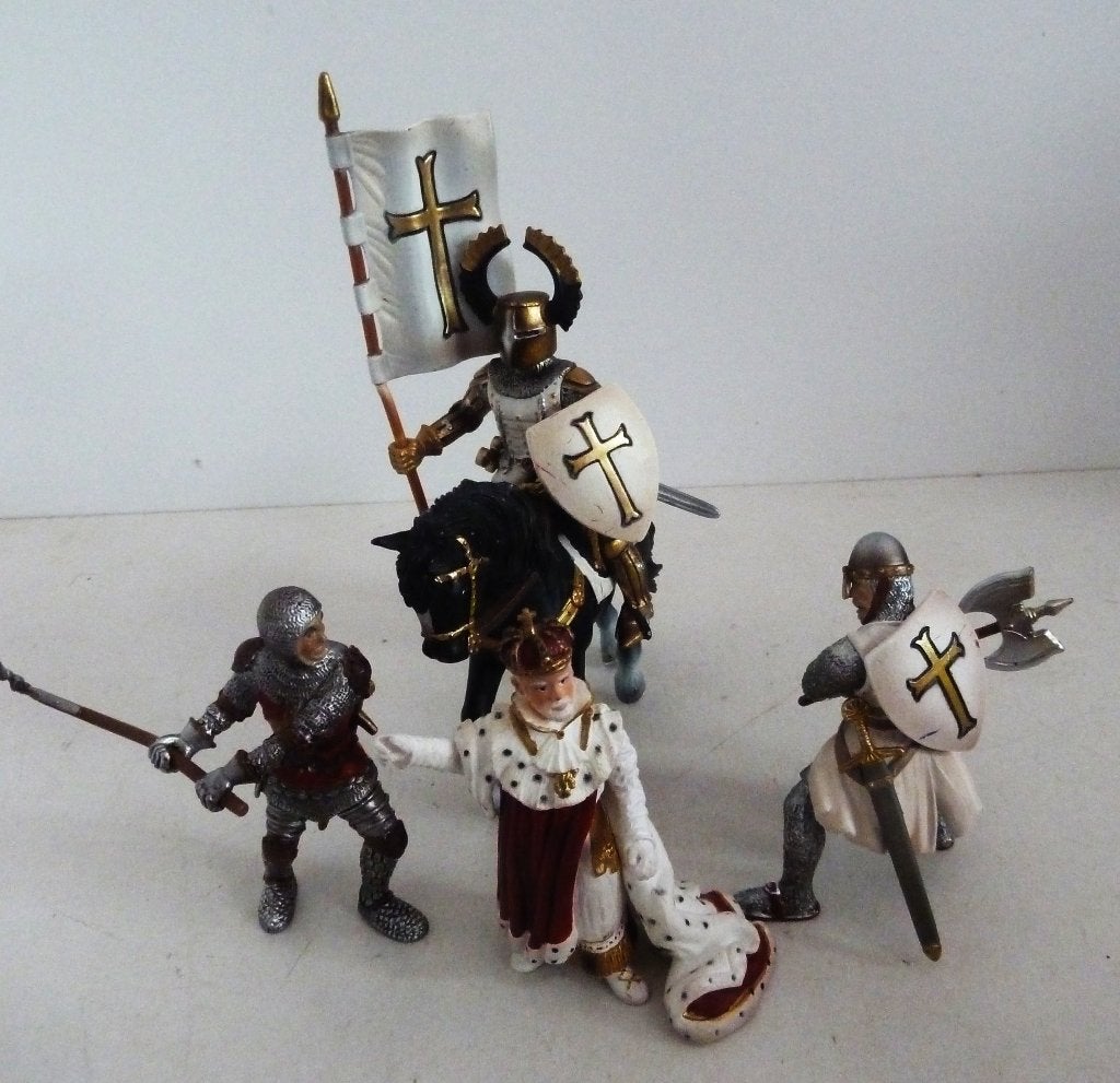 Schleich Kruisridder te paard 2 ridders en de koning, Ophalen of Verzenden, Zo goed als nieuw
