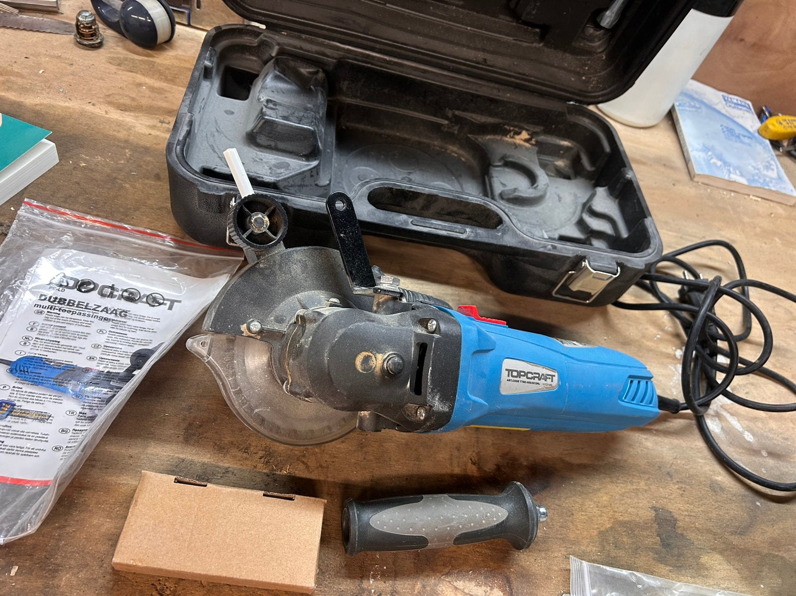 Topcraft Dubbelzaag – Krachtige Alleskunner, Ophalen of Verzenden, Zo goed als nieuw, Minder dan 700 watt, Haakse handslijpmachine