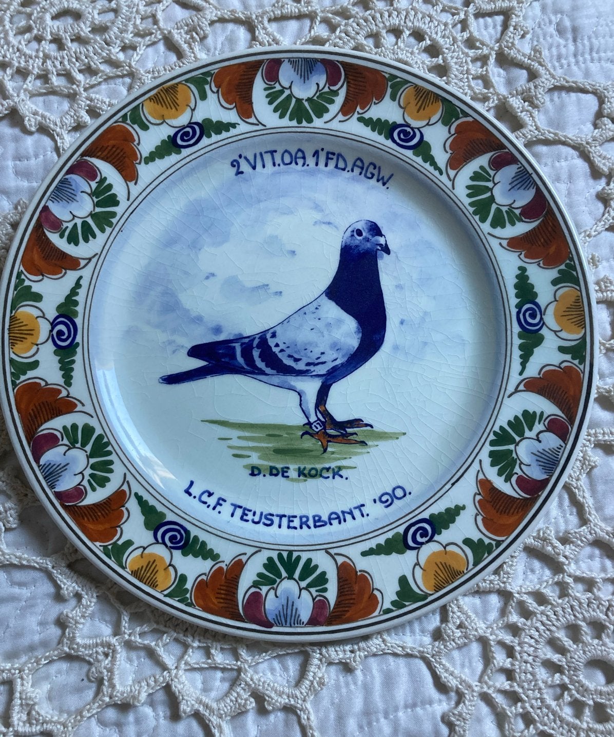 Delfts Blauw Sierbord met Duif - Handgeschilderd Ø 23 cm, Ophalen of Verzenden