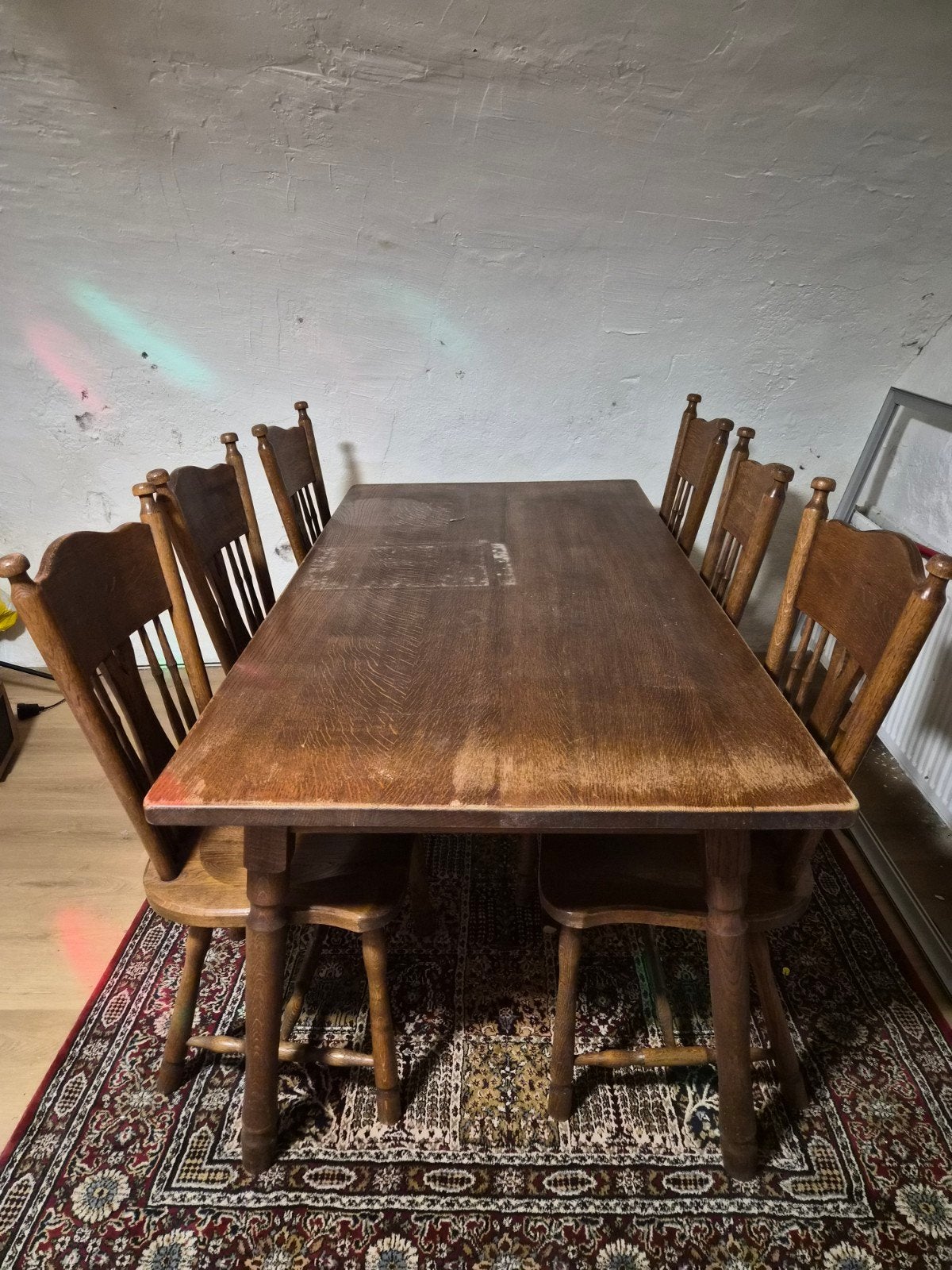 eiken eethoek vintage, Huis en Inrichting, Complete eetkamers, Ophalen, Gebruikt, 4 tot 6 stoelen