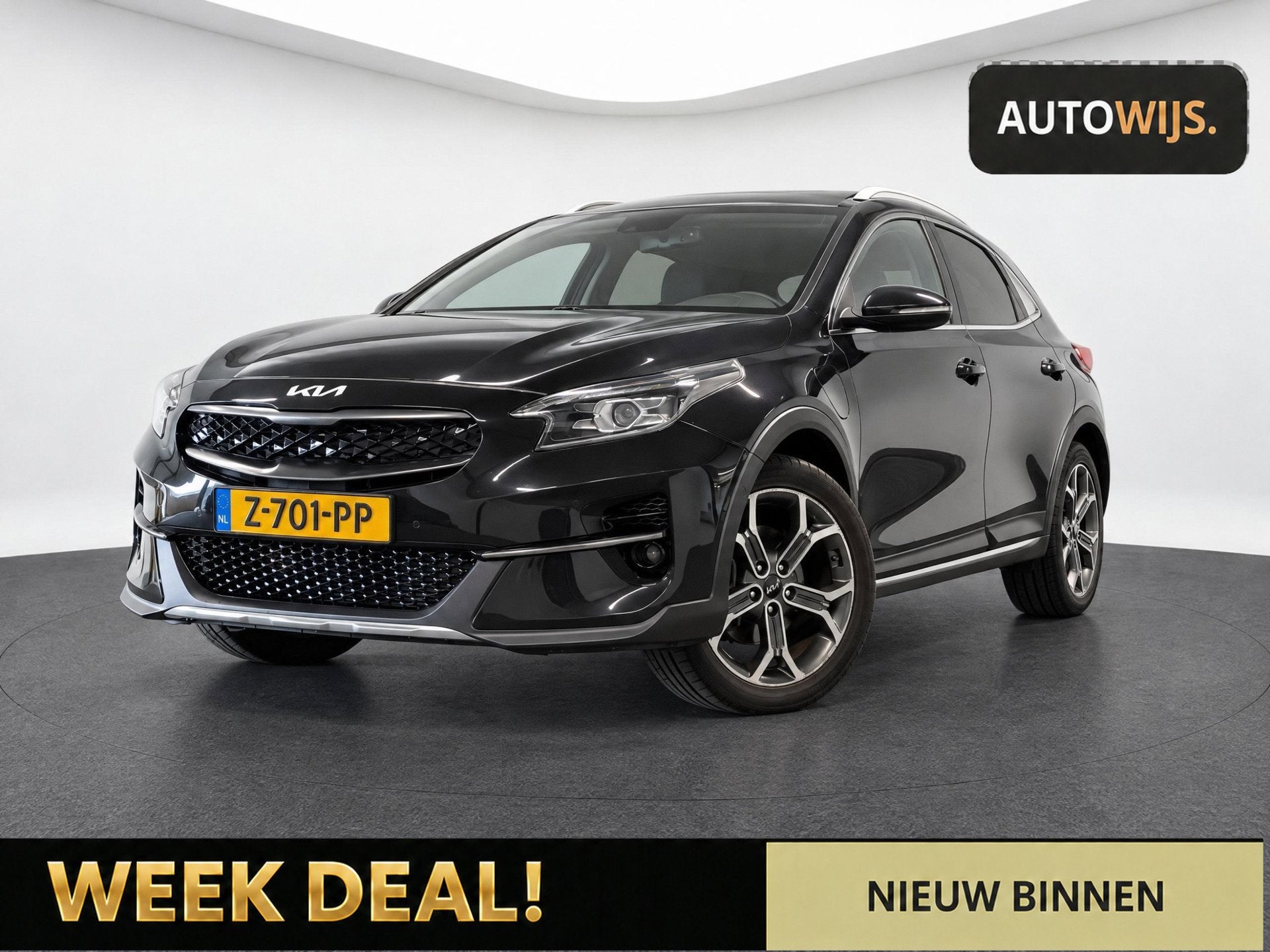 Kia XCEED 1.6 GDi PHEV Dynamic PlusLine|PANO|AUT|CAMERA|HALF, Auto's, Gebruikt, Leder en Stof, Zwart, Plug-in hybride