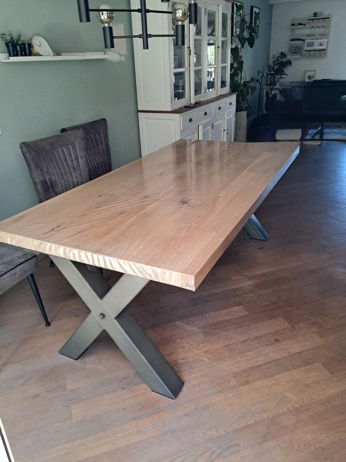 200x100 eikenhout eettafel, Ophalen, Eikenhout, 200 cm of meer, 50 tot 100 cm