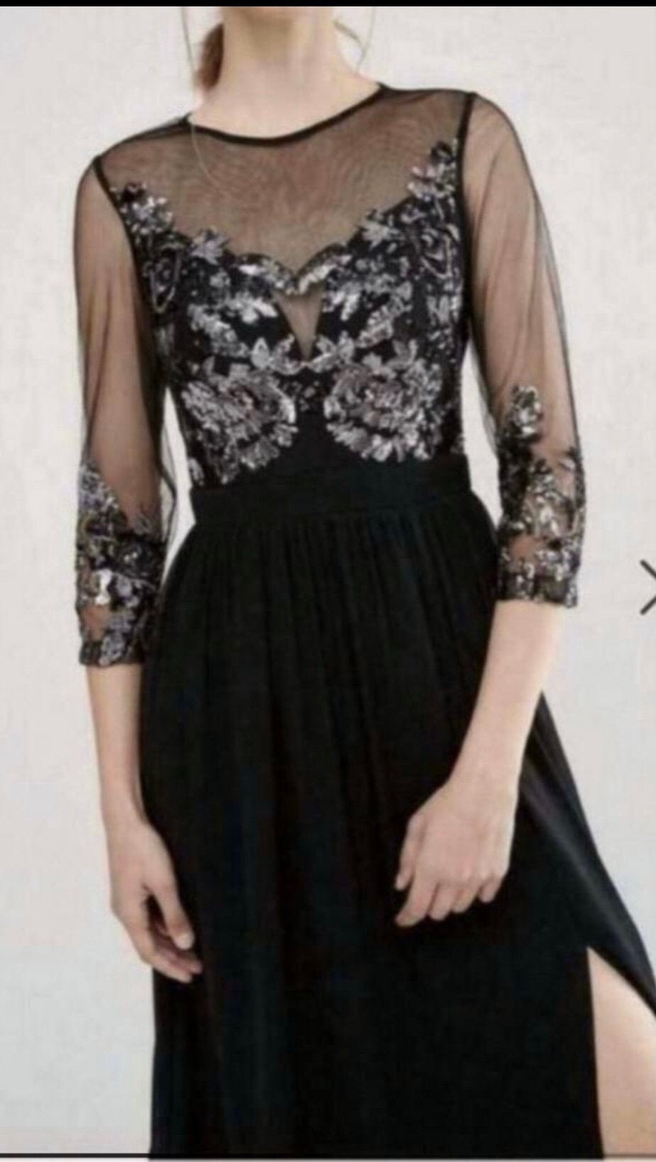Little Mistress elegante lange jurk zwart met  borduursel 36, Kleding | Dames, Jurken, Nieuw, Maat 36 (S), Onder de knie, Meerkleurig