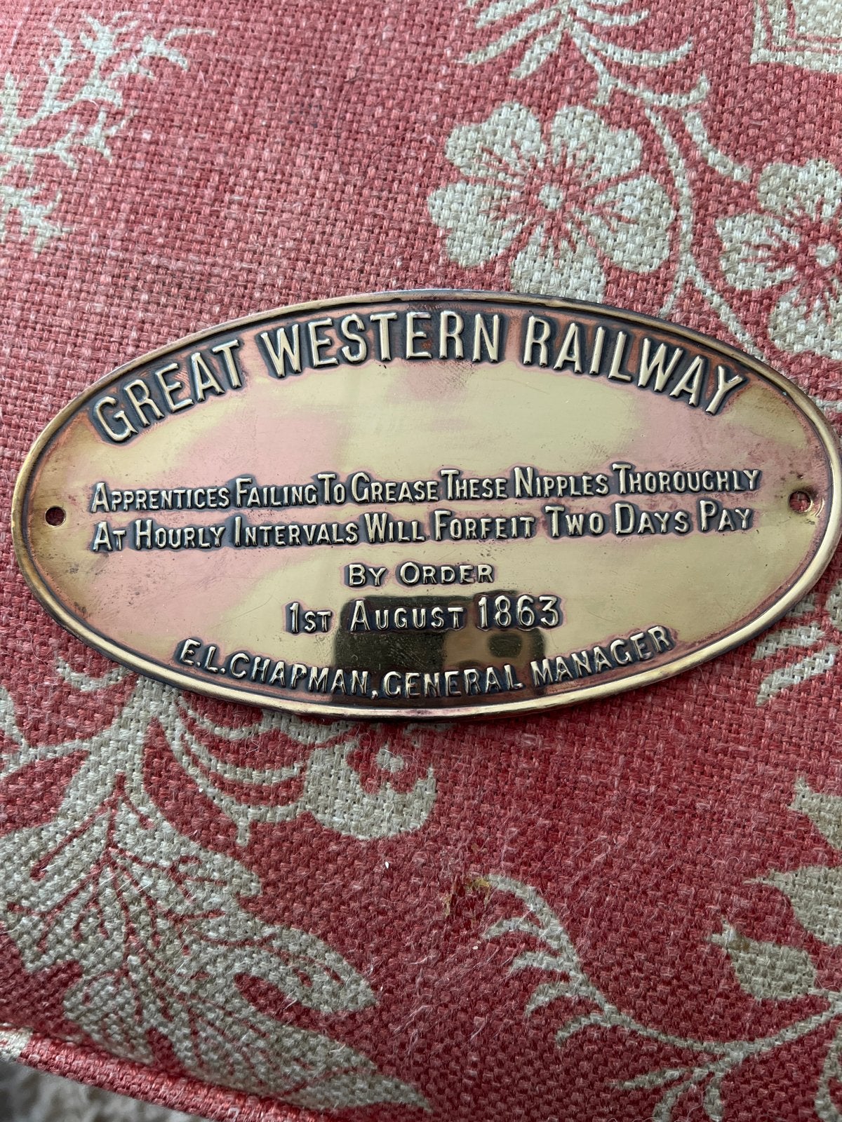 Antieke Great Western Railway Plaquette - 1863, Ophalen of Verzenden