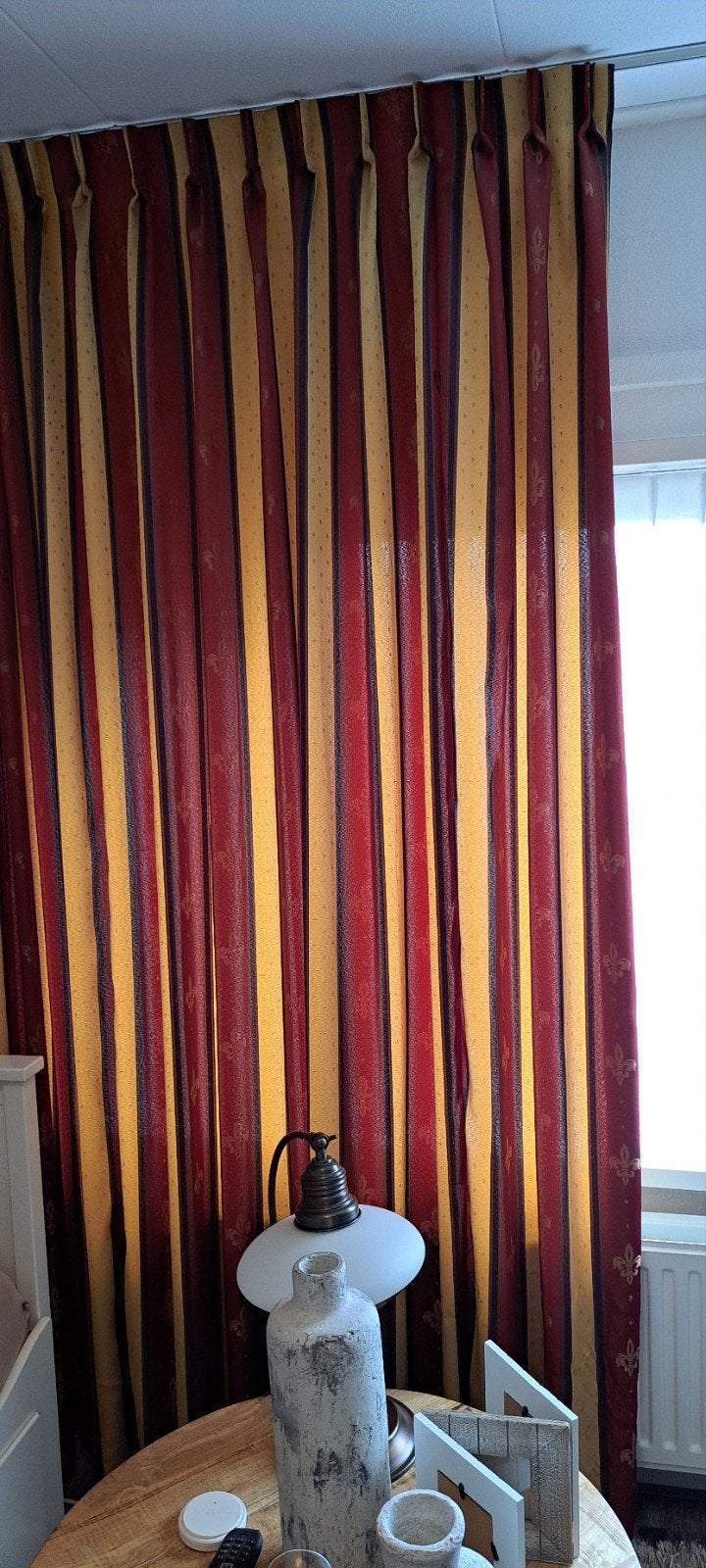 Klassieke gordijnen rood/goud - 220x426 cm (per deel 213), Ophalen, Gebruikt, Rood, Gordijn