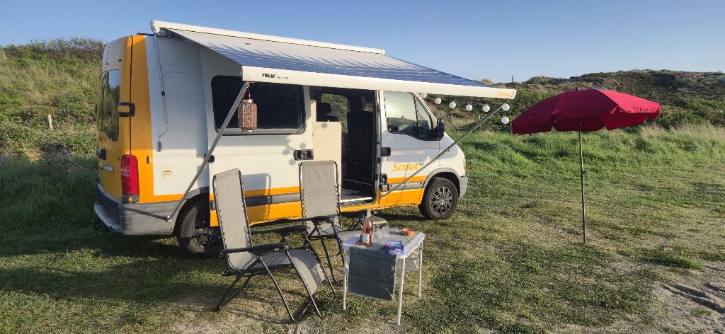 Renault Master Scout 540, perfect onderhouden, vertrekklaar!, Caravans en Kamperen, Campers, Overige merken, Chemisch toilet, Reservewiel